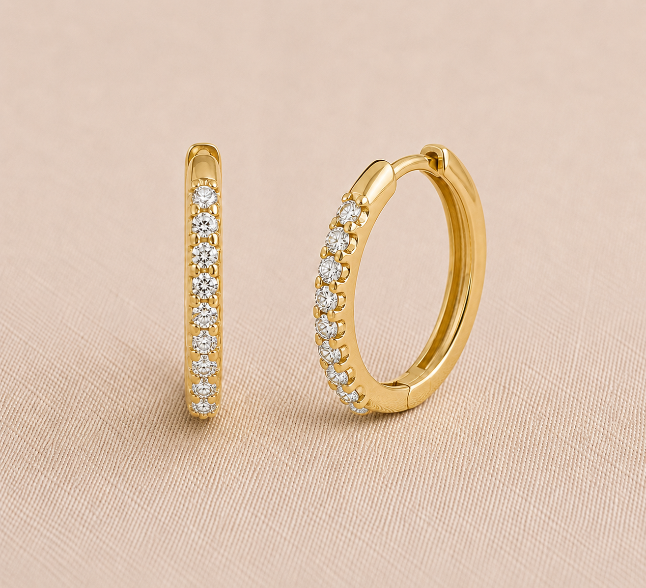 Claw Set Lab Grown Diamond Oval Huggie Earrings 0.50ct – 9K Yellow Gold