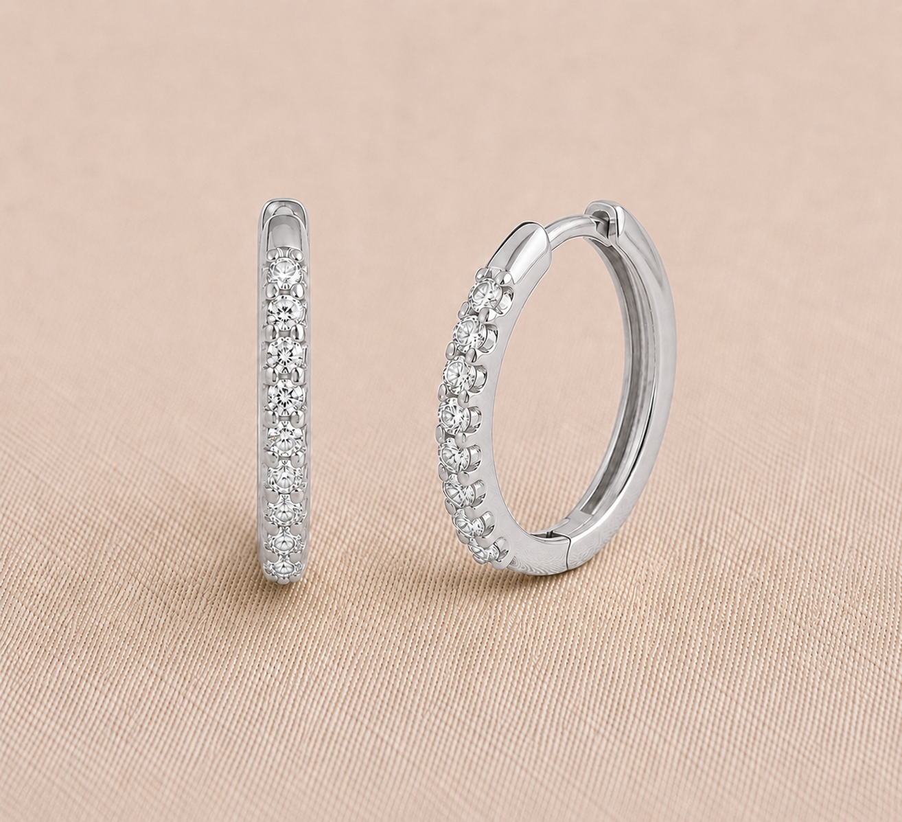 Claw Set Lab Grown Diamond Oval Huggie Earrings 0.50ct – 18K White Gold