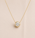Bezel Set Round Lab Grown Diamond Slider Pendant 1.00ct – 9K Yellow Gold