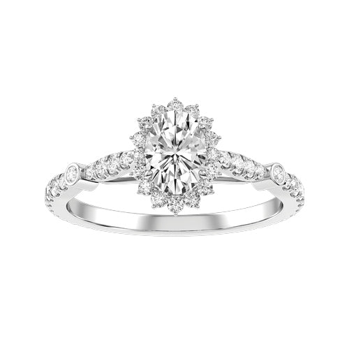 Oval Natural Diamond Bridal Ring — down