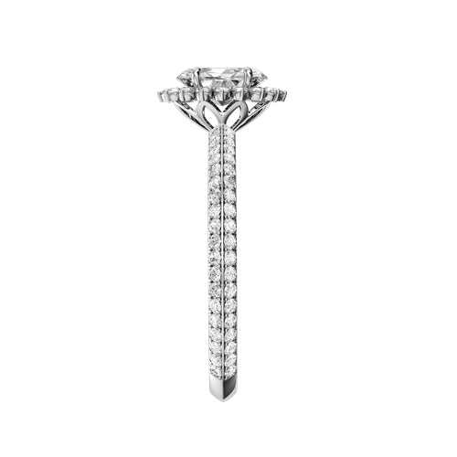 Oval Natural Diamond Bridal Ring — side